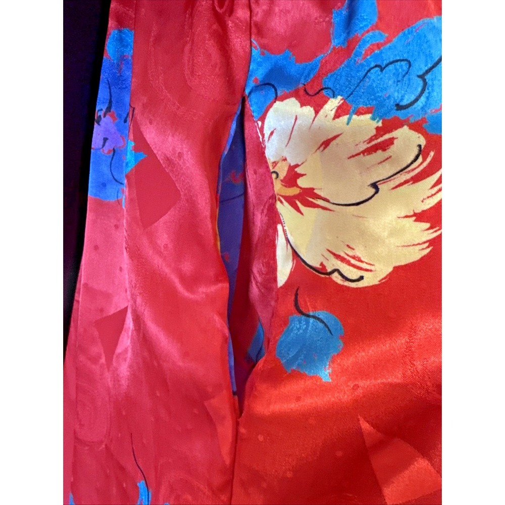 Kono Vintage Dress Womens 5/6 Red Blue Floral lined pockets shoulder pads - Picture 2 of 14